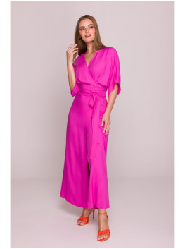 S406 Viscose maxi dress wrap design - lilac