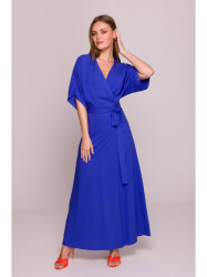 S406 Viscose maxi dress wrap design - blue