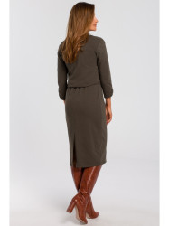 S194 Knit dress with V-neck - olive