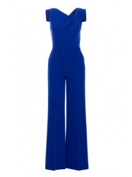 S407 Elegant jumpsuit with asymmetrical neckline - royal blue