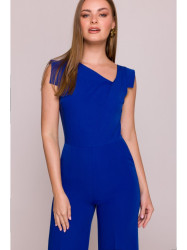 S407 Elegant jumpsuit with asymmetrical neckline - royal blue