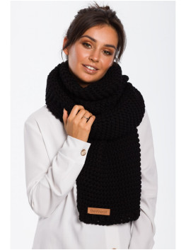 BK041 Long winter scraf with logo patch - black