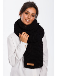 BK041 Long winter scraf with logo patch - black