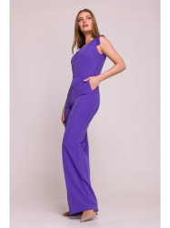 S407 Elegant jumpsuit with asymmetrical neckline - purple