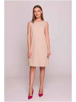 S408 Sleeveless shift dress - beige