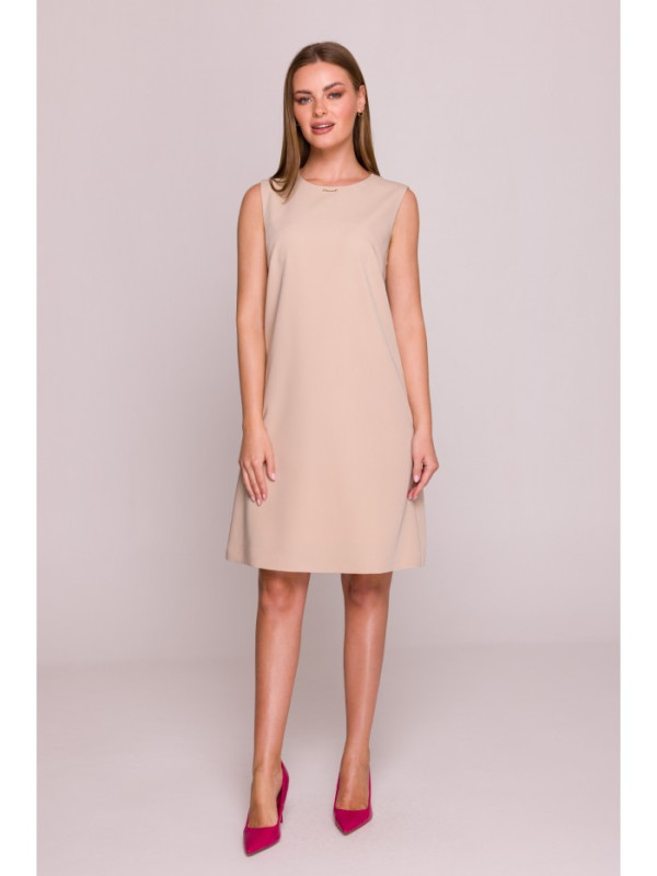 S408 Sleeveless shift dress - beige