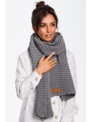 BK041 Long winter scraf with logo patch - grey