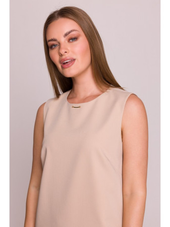 S408 Sleeveless shift dress - beige