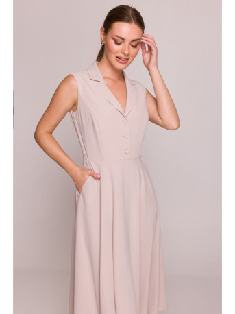 S409 Fit and flare shirt dress - beige