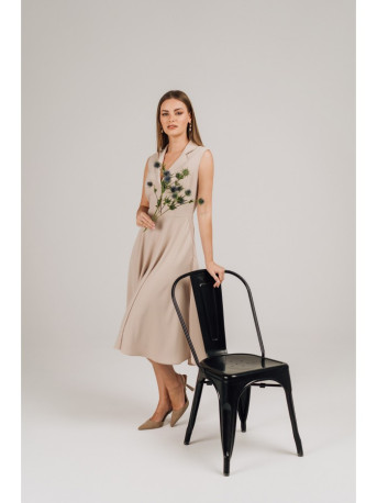 S409 Fit and flare shirt dress - beige