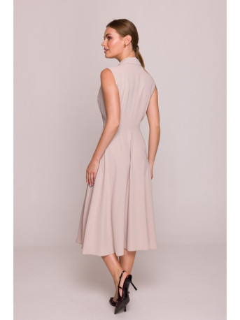 S409 Fit and flare shirt dress - beige