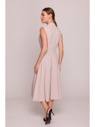 S409 Fit and flare shirt dress - beige