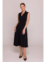 S409 Fit and flare shirt dress - black