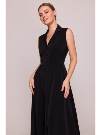S409 Fit and flare shirt dress - black
