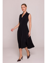 S409 Fit and flare shirt dress - black