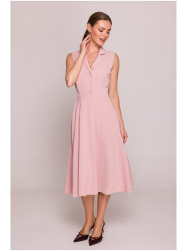 S409 Fit and flare shirt dress - powder