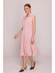 S409 Fit and flare shirt dress - powder