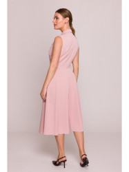 S409 Fit and flare shirt dress - powder