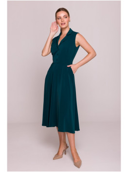 S409 Fit and flare shirt dress - green