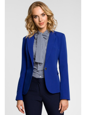 M051 Jacket with a peaked collar and a single-button closure - royal blue