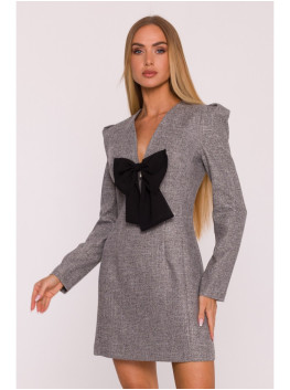 M869 Tweed V-neck dress - graphite