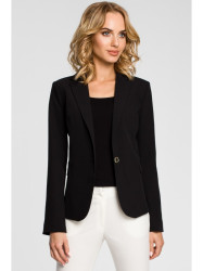 M051 Jacket with a peaked collar and a single-button closure - black