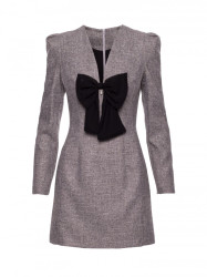 M869 Tweed V-neck dress - graphite