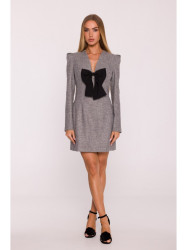M869 Tweed V-neck dress - graphite