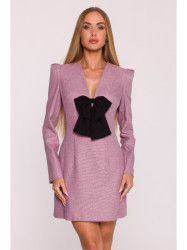 M869 Tweed V-neck dress - marsala