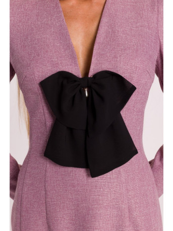 M869 Tweed V-neck dress - marsala