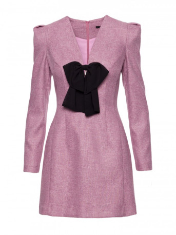 M869 Tweed V-neck dress - marsala