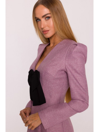 M869 Tweed V-neck dress - marsala