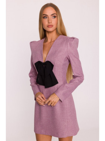 M869 Tweed V-neck dress - marsala