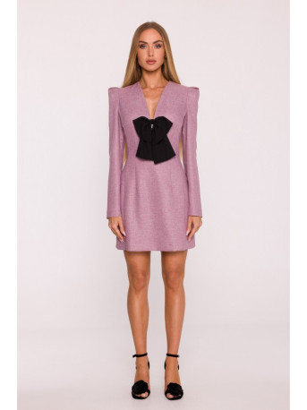 M869 Tweed V-neck dress - marsala