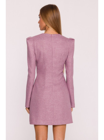 M869 Tweed V-neck dress - marsala