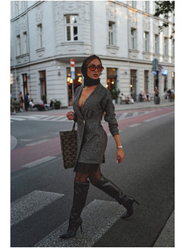 M871 Tweed wrap dress - black