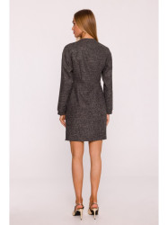 M871 Tweed wrap dress - black