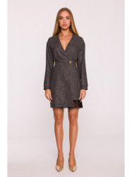 M871 Tweed wrap dress - black