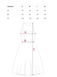 M148 An evening, knee-lenth dress with a mesh yoke - navy blue