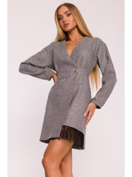 M871 Tweed wrap dress - graphite