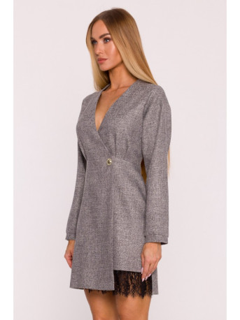 M871 Tweed wrap dress - graphite
