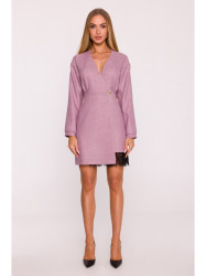 M871 Tweed wrap dress - marsala