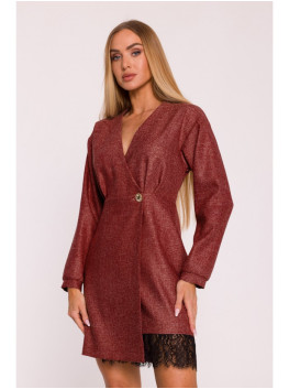 M871 Tweed wrap dress - maroon