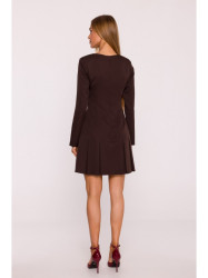 M872 Dress with inverted pleats - brown