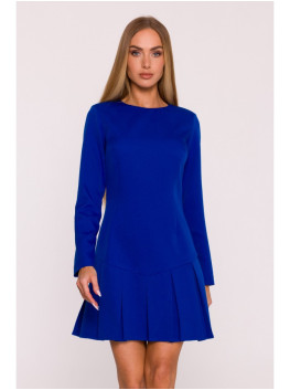 M872 Dress with inverted pleats - royal blue