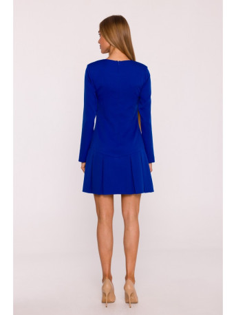 M872 Dress with inverted pleats - royal blue