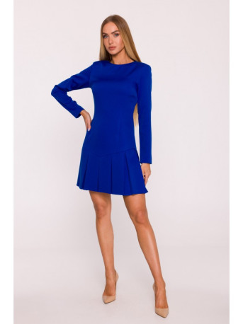 M872 Dress with inverted pleats - royal blue