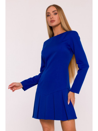 M872 Dress with inverted pleats - royal blue