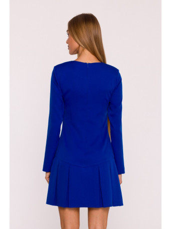 M872 Dress with inverted pleats - royal blue