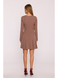 M872 Dress with inverted pleats - mocca